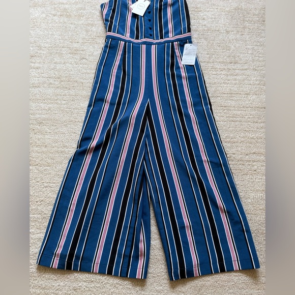 1901 Jumpsuit Romper Size XS Blue Pink Striped Casual Church Workwear Party Fall - Picture 4 of 13